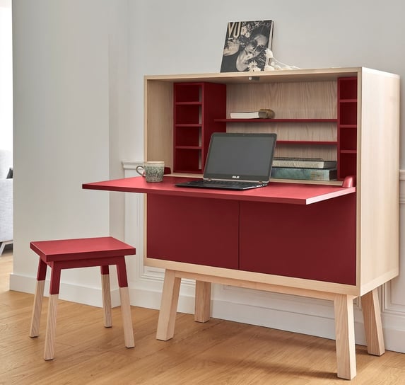 Secrétaire modèle Kube rouge Mon Petit Meuble Français