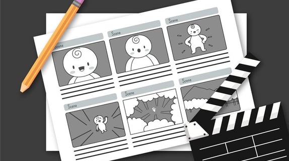 Ilustracija storyboarda koja prikazuje ključne scene za video produkciju