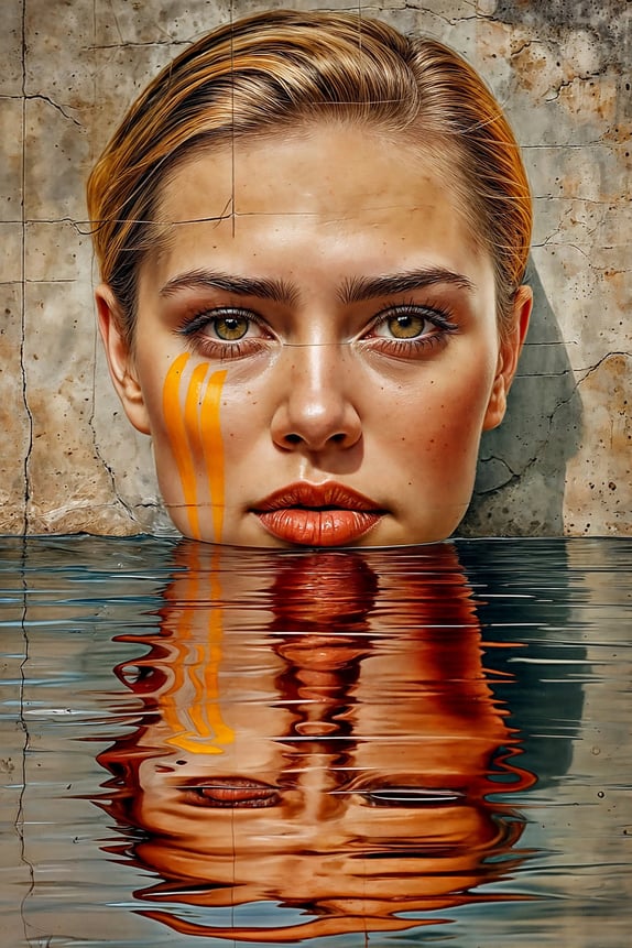 portrait de femme, reflets