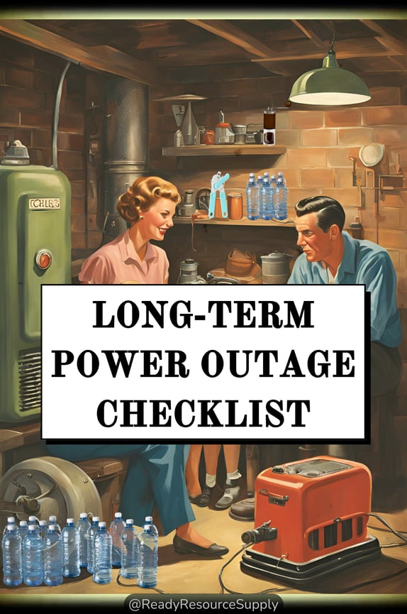 a couple in the basement during a storm with a generator