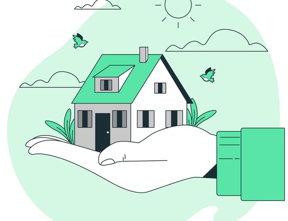 ilustração de mão segurando uma casa