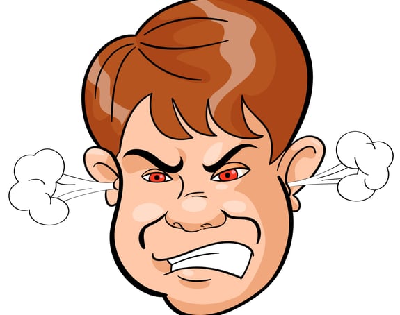 a cartoon character with a red eyes and a red eye