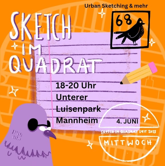 Urban Sketching in Mannheim, zusammen zeichnen wir was wir sehen jede rist willoo men kreativ mit uns zu werden, zeichne mit!