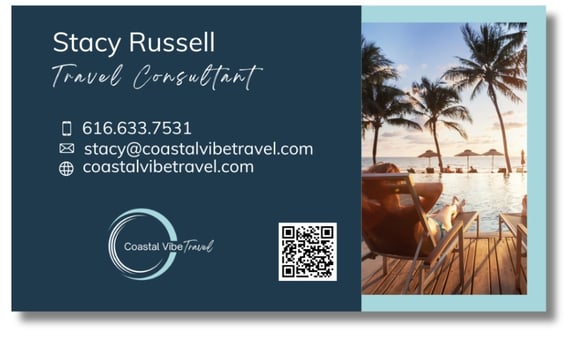Stacy Russell Front Business Card - Coastal Vibe Travel