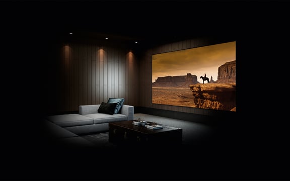 Dedicated Home Cinema room with large projector screen