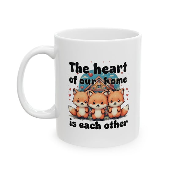 a mug mug mug with a picture of two foxes