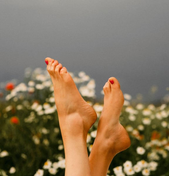 womens feet after a pedicure