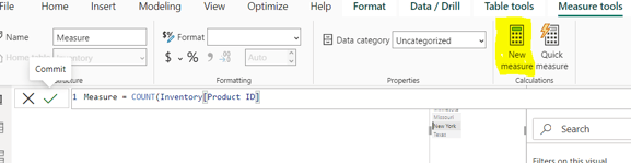 create new measure in power bi