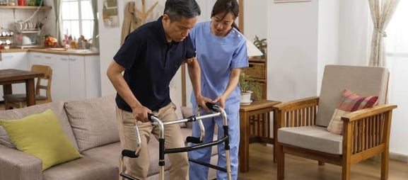 Neuro physiotherapy session for stroke rehabilitation at home by expert physiotherapist