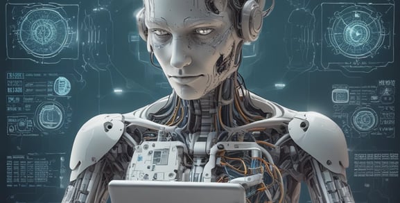 a robot - like humanoid - like robot with a tablet