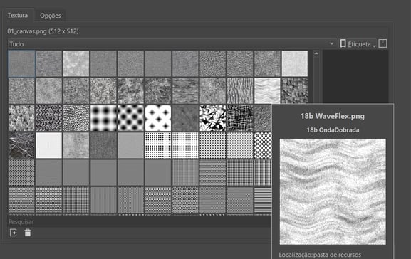 Paleta de texturas do Krita