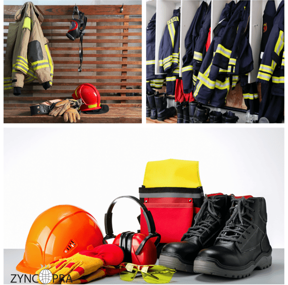 Protective fire gear including helmets, gloves, and suits for global fire safety – Zyncopra.