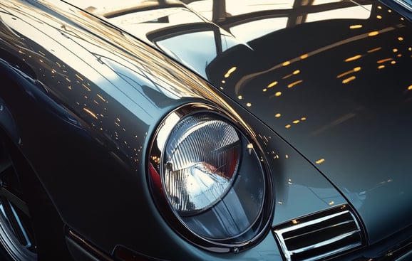 Gros plan d'un optique d'une voiture ancienne