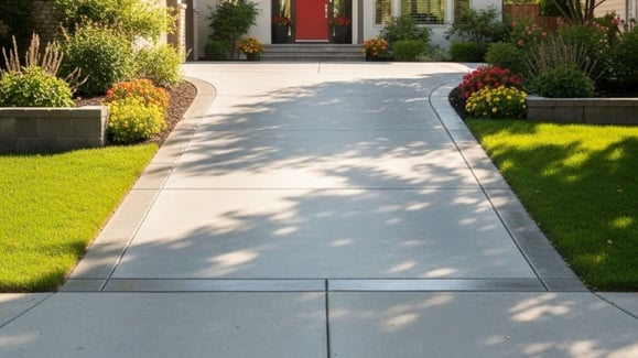 Pristine, sparkling clean concrete driveway of a home in Salt Lake City after professional cleaning