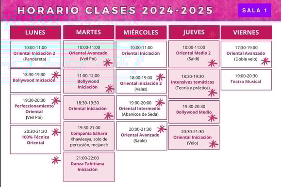 Sharqi Academy 2024 Horarios sala 1