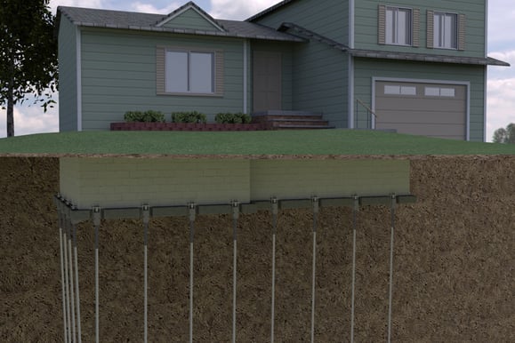 installation of a foundation peer that stabilizes sinking floors
