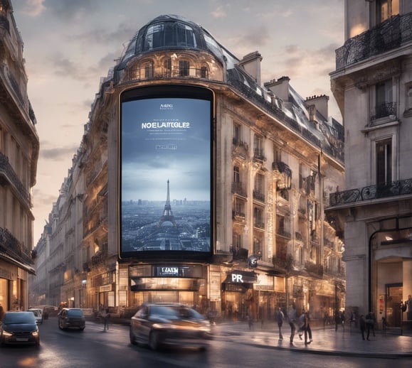 illboard advertising a movie about the eiffelge tower