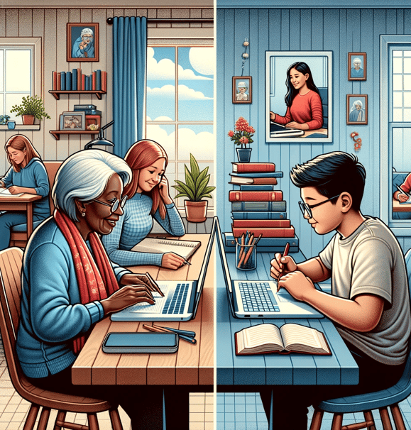 Picture depicting two types of one-on-one tutoring offered, in person and virtual