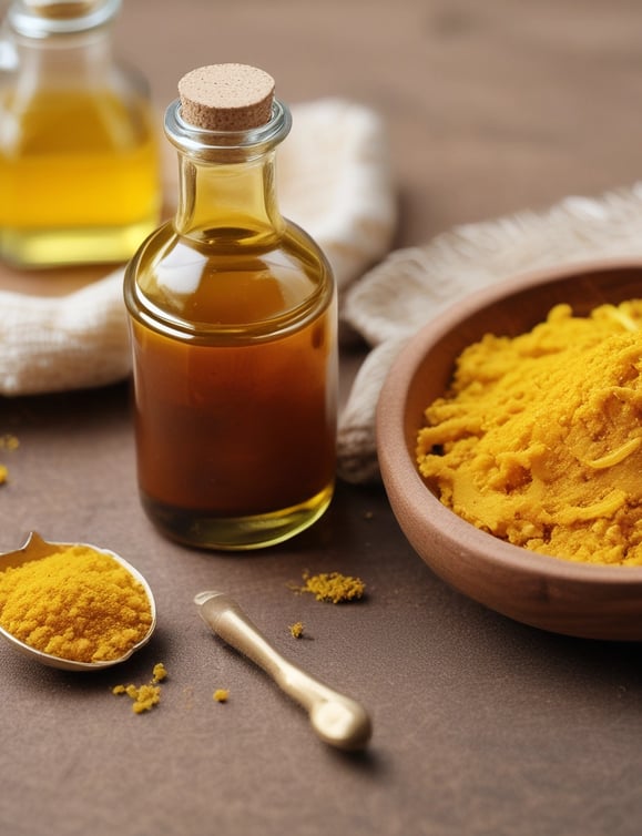 A jar of saffron cream with a bright yellow color is placed on a brown textured surface. The lid is off to the side and displays the label 'maya, Saffron Cream, 100% Natural, Net Wt. 50 gms.' A small green leaf is nearby, adding a natural element. The background features a stone wall with a rough texture.