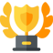 Gold trophy icon with a laurel wreath