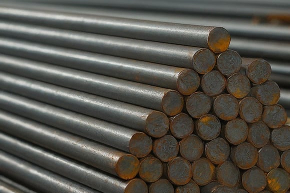 a pile of metal bars with a pile of metal bars
