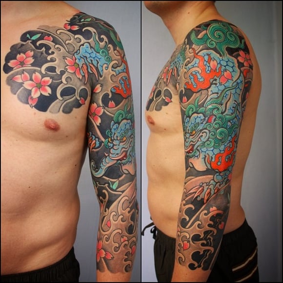 sakura tattoo sleeve germany artist japanese baku