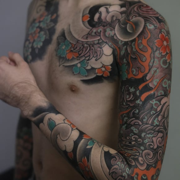 sakura tattoo sleeve germany artist japanese baku