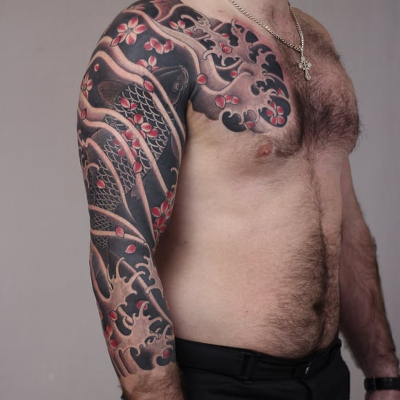 koi fish tattoo sleeve germany artist japanese