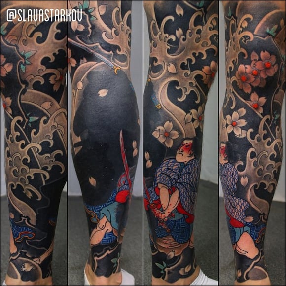 sakura tattoo sleeve germany artist japanese samurai