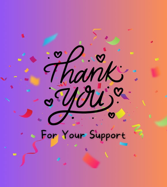 An image of a thank you card with confetti