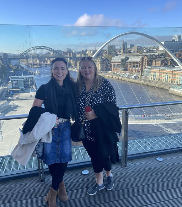 Helen Spooner and her sister in Newcastle attending The Piano final concert on Channel 4