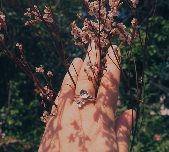 2 bagues de la collection Blossom, bague pour femme fait à la main en argent sterling