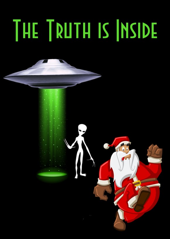 a santa clause is watching a ufo - like alien - like alien - like alien