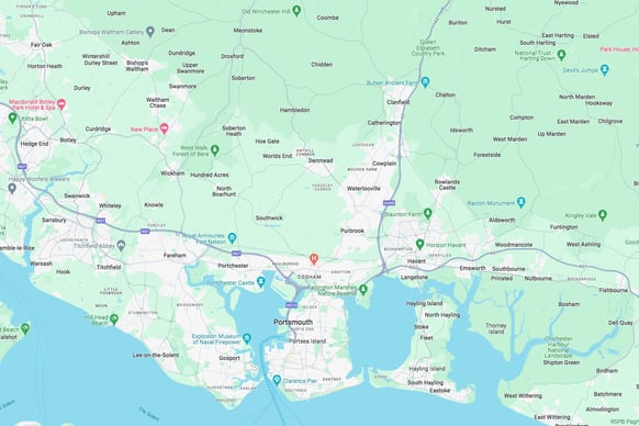 a map our earwax removal home visit service, Portsmouth, Southampton, Chichester, Petersfield