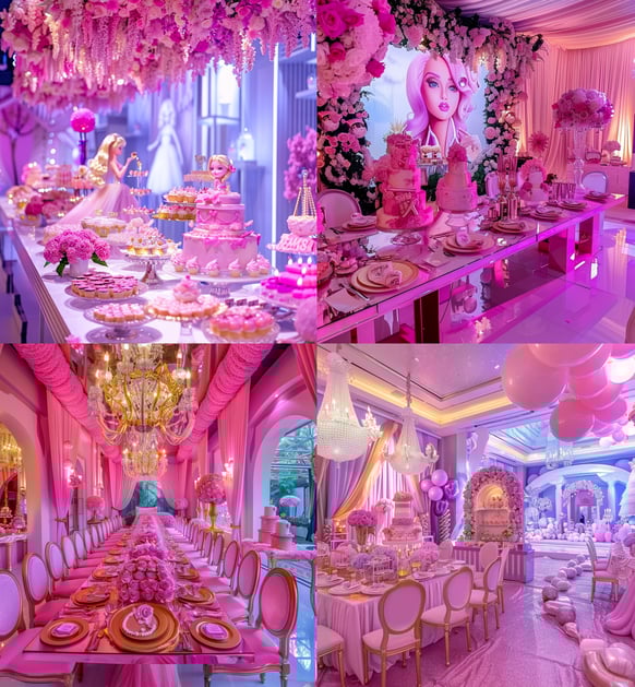 a barbie and pink theme event for a sweet 16 birthday 