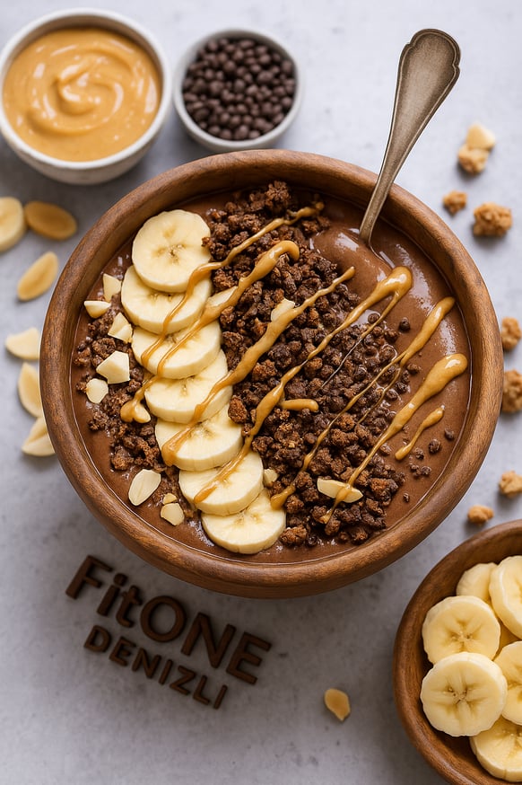 a bowl of cerealed cereals and peanut butter