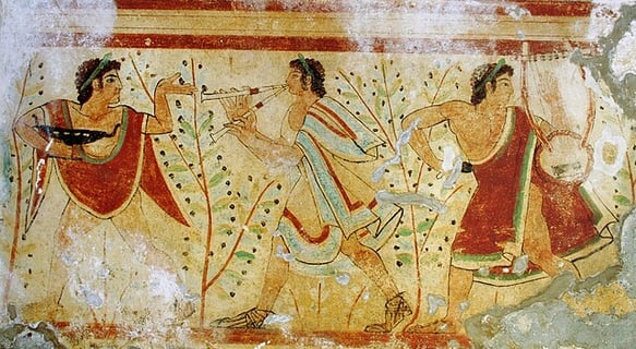 Fresco tumba de los leopardos, Necrópolis de Tarquinia.