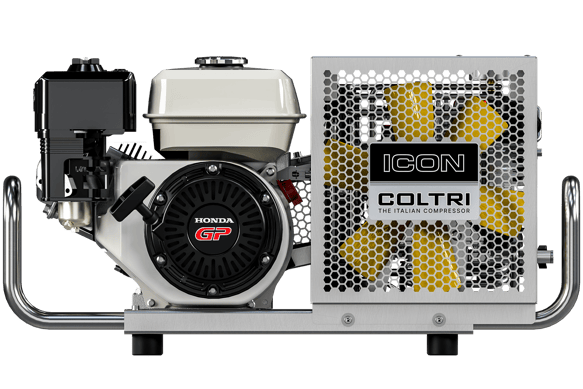 a honda gx200 gas engine with a coltri air compressor for dive tanks