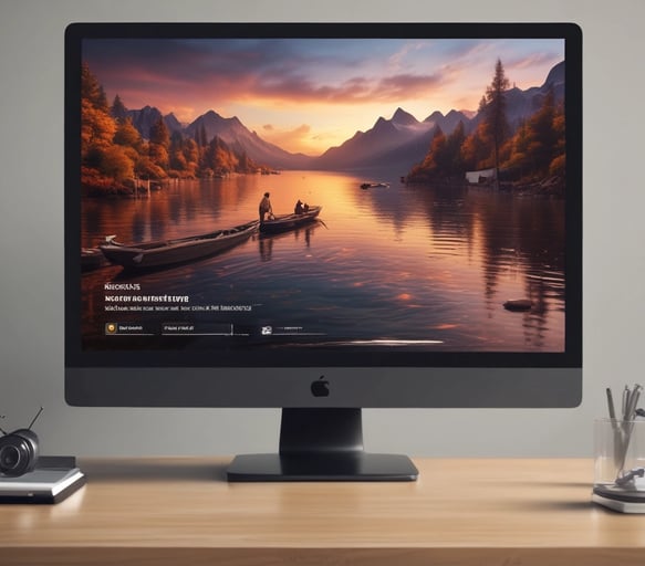 A laptop screen displays a web page featuring a mix of movie and TV show covers, highlighting popular titles and a Hulu and Disney+ bundle promotion. There are visible icons and images of films and shows alongside promotional text offering entertainment and live sports.