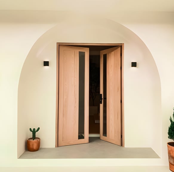 Pintu solid wood panel kupu tarung untuk rumah tinggal