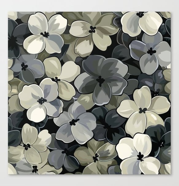 Midnight Floral Bloom Canvas Print BY Fresh Wave Lab