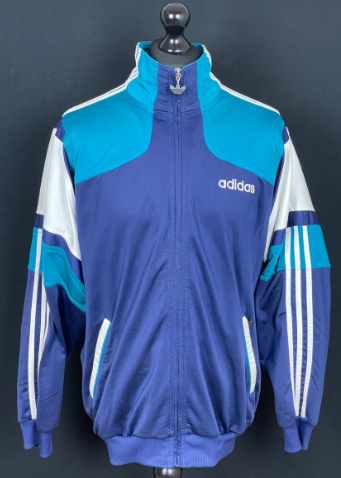 a blue and white adidas jacket with a blue and white jacket