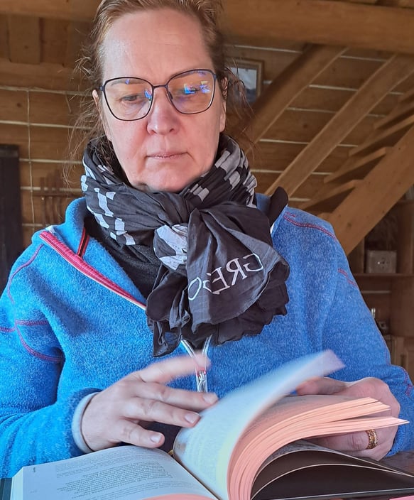 woman reading a book