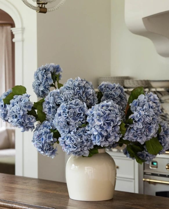 faux blue hydrangeas