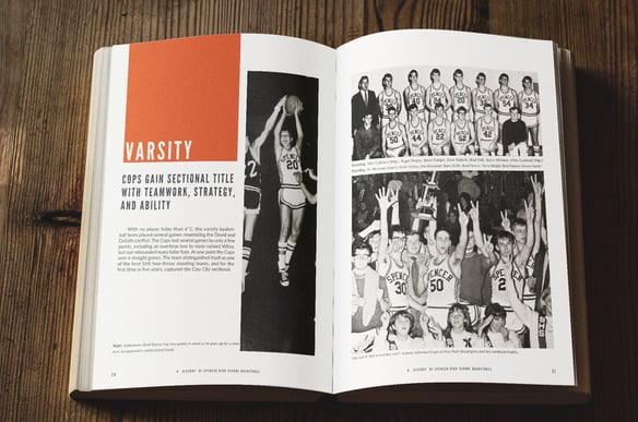 A spread of pages from the book Spencer Basketball: A History of Basketball at Spencer High School