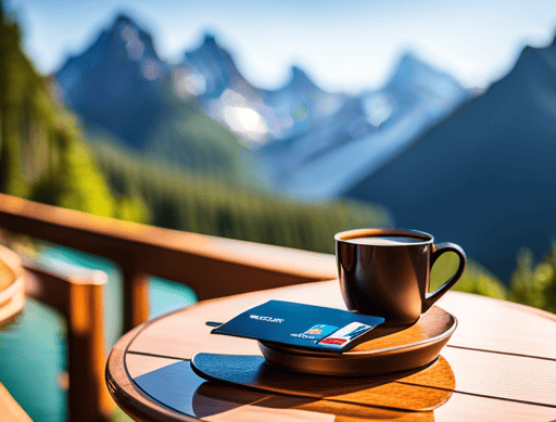 a cup of coffee and a credit card on a table_nomadic lifestyle with Kay
