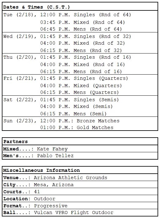 PPA Mesa Cup dates, times, partners, general info