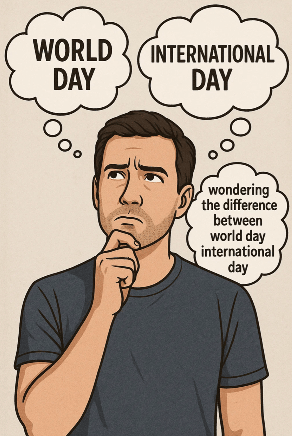 Un homme se demande la différence entre journée mondiale et journée internationale