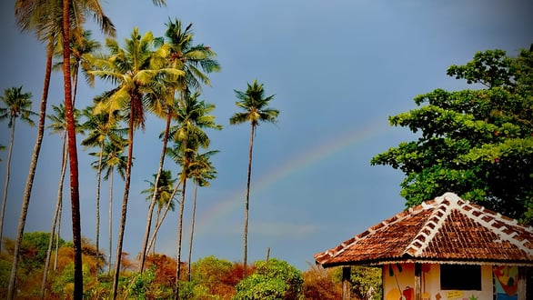 rain bow appearing just after summer shower at St. Mary's Island at Udupi