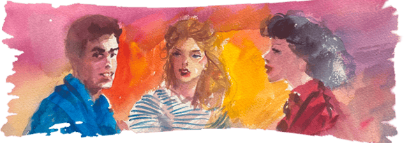 watercolor of three friends